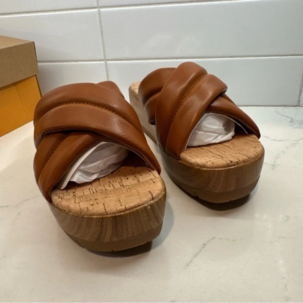 New Korks Faithe Tan Women's Wedge heel Sandals - Picture 4 of 15